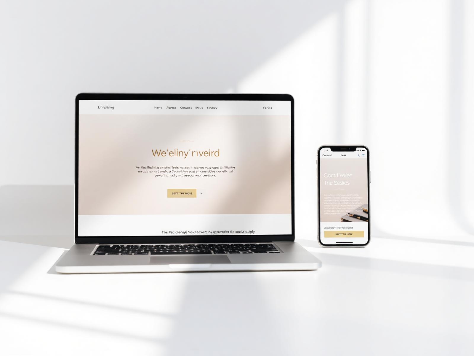 Laptop and phone displaying a modern small business website